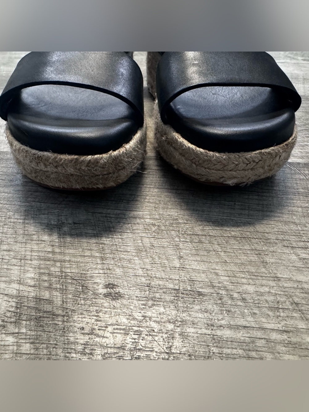 Clarks Kimmei Ivy Wedge Black Leather Espadrilles Sandal Womens Sz. 6 - Picture 8 of 11